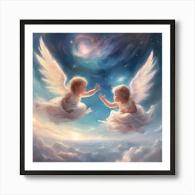 0 Babies Flying Over Like Winged Angels In Very Beau Esrgan V1 X2plus Art Print