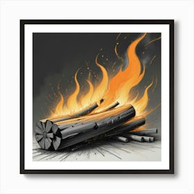 Dynamic Splash Of Orange And Yellow Fire Art Print