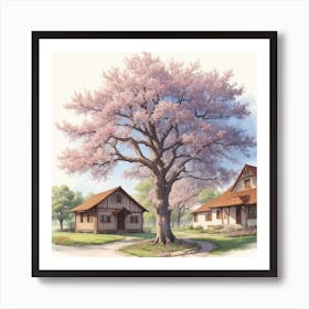 floral beautiful tree in village Art Print