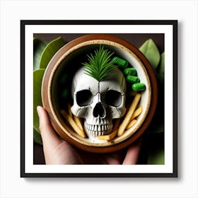 Skull In A Bowl Art Print