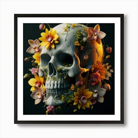 Skull With Flowers 2 Art Print