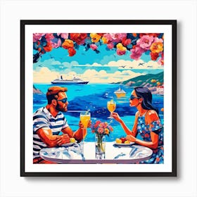 Romantic Evening At The Seaside Art Print