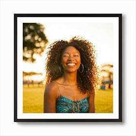 Smiling African American Woman In Park Art Print