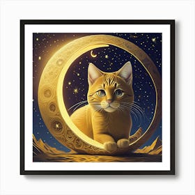 Firefly Cat In The Moon 32469 Art Print