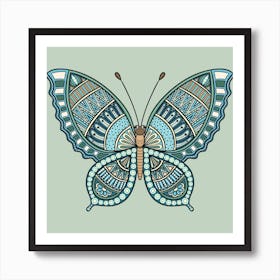 Butterfly Mandala - Blue Art Print