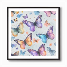 Watercolor Butterflies 1 Art Print