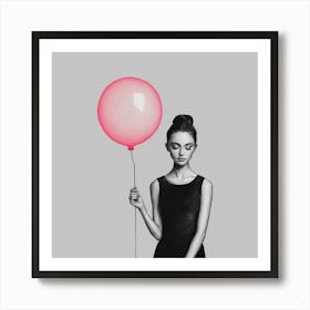 Woman with Pink Balloon Art Print