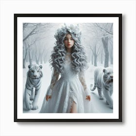 Girl In A White Dress 1 Art Print