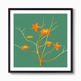 Orange Flowers On A Tree Art Print