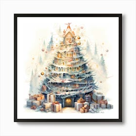 Rustic Aqua Tannenbaum Art Print