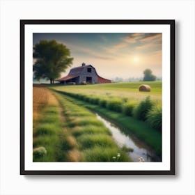 Peaceful Farm Meadow Landscape (48) Art Print
