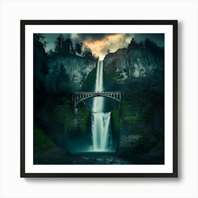 Multnomah Falls at sunset. Just one of many large waterfalls along the Columbia Gorge in Washington and Oregon (33) Art Print