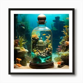 Underwater Scene In A Glass Jar Art Print