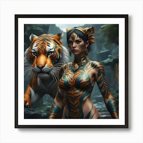 Tiger Huntress and Companion Art Print