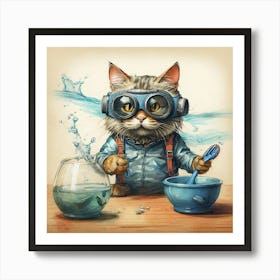 Cat In Goggles Art Print