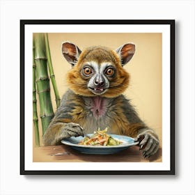 Lemur Eating Food Art Print