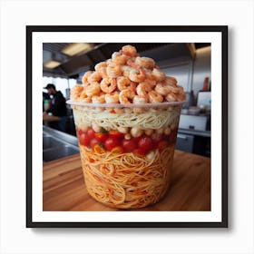 Shrimp spaghetti pasta Art Print