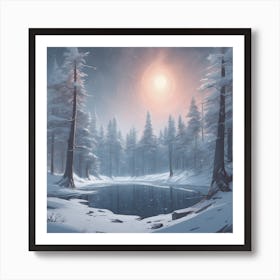 Winter Forest With Visible Horizon And Stars From Above Professional Ominous Concept Art By Artge (2) Art Print