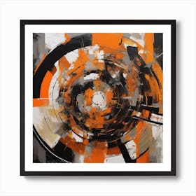 Abstract Orange And Black Painting 2 Art Print