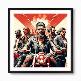 Portrait Of A Modern Biker Gang Transformed Art Print