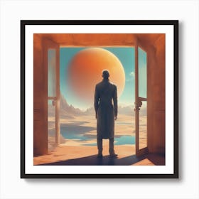 Man Standing In Front Of An Open Door Art Print