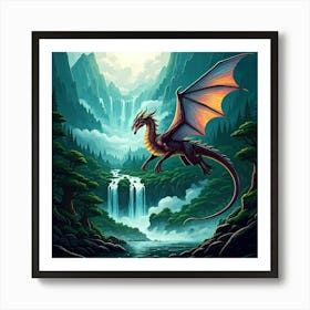 Flying red dragon Art Print