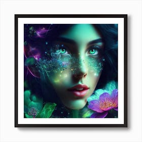 Fairy Girl With Flowers Art Print