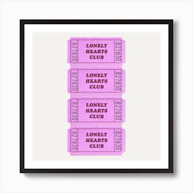Lonely Hearts Pink Square Art Print