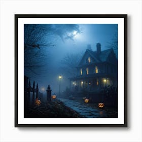 Haunting Halloween Greetings On A Misty Night (1) 2 Art Print