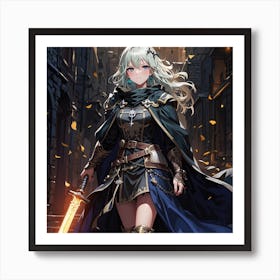 Anime Girl With Sword Art Print