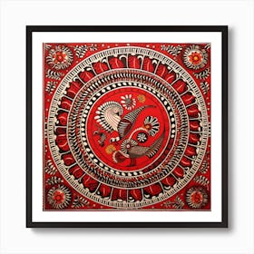 Red And Black Painting Madhubani Painting Indian Traditional Style Art Print