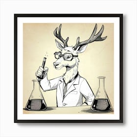 Deer Chemist Art Print