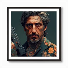 Hunzinator Al Pacino With Tattoos Art Print