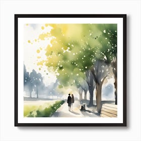 Winter Walk Watercolor Art Print