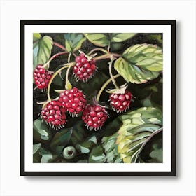 Raspberries Fairycore Painting 3 Art Print