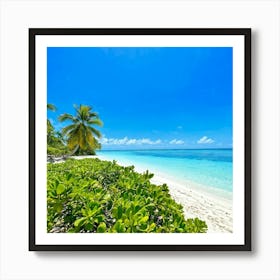 Relax Ocean Plant Idylli Holiday Coastline Beautiful Calm Shore Blue Paradise Sunlight N (28) Art Print