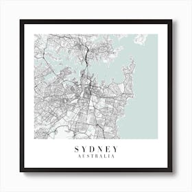 Sydney Australia Street Map Minimal Color Square Art Print