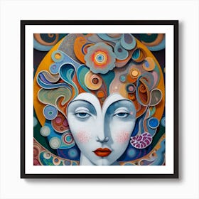 An Bas Relief Abstract Composition Of A Woman Bu Art Print