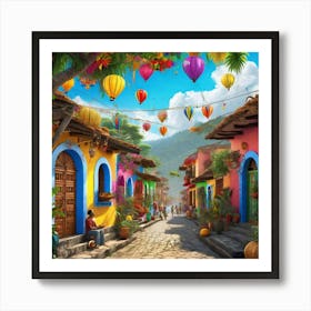 Colorful Mexican Village Art Print