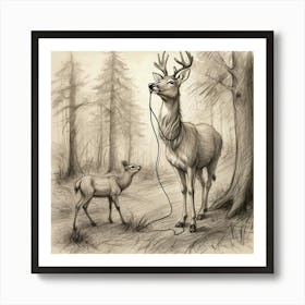 Deer In The Woods 137 Art Print