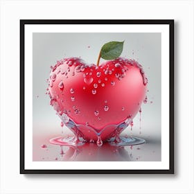 Red Apple With Water Drops Art Print