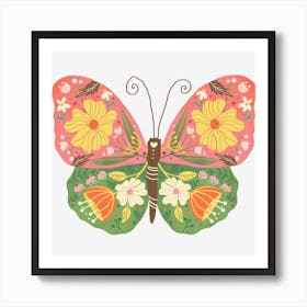 Hand drawn Floral Butterfly 3 Art Print