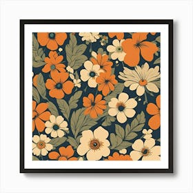 70s Retro Flower Print Art Print