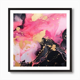 Pink Gold Abstract Painting Art Print