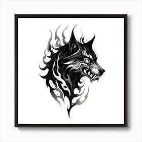 Tribal Wolf Tattoo Art Print