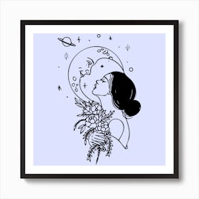 Woman With Flowers Art Print