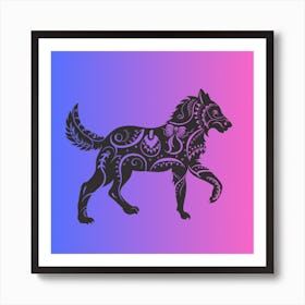 Zodiac Wolf 2 Art Print