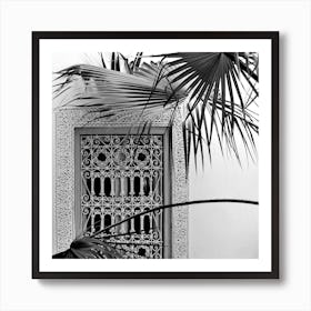 Palms And Garden Dreams Black And White Square Art Print