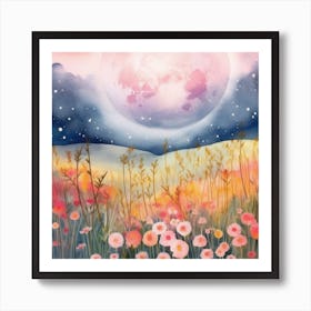 Moonlight In The Meadow Art Print