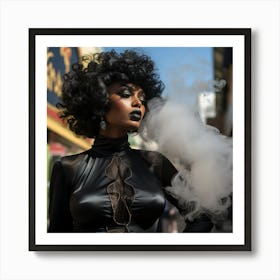 A Smoking Hot Sexy Black Woman Wearing A Black Atsuko Kudo Latex Dress Art Print